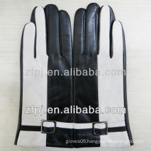 Black and white match color style of leather gloves for woman